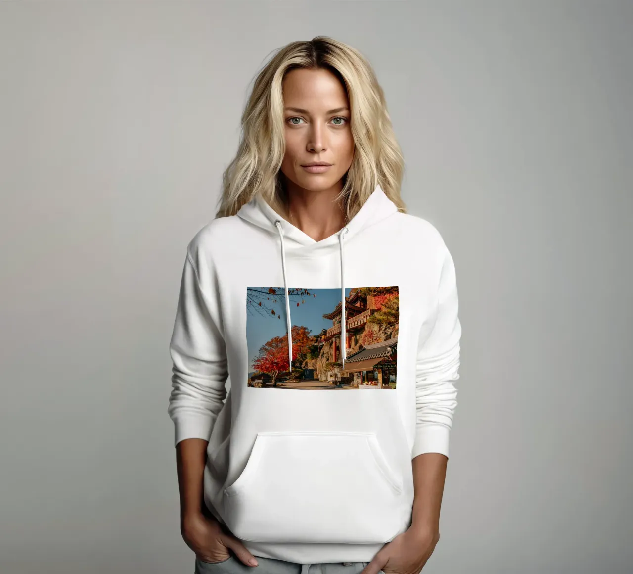 Tempio della Montagna d'Autunno in Corea del Sud felpa con cappuccio da mbgraphx2