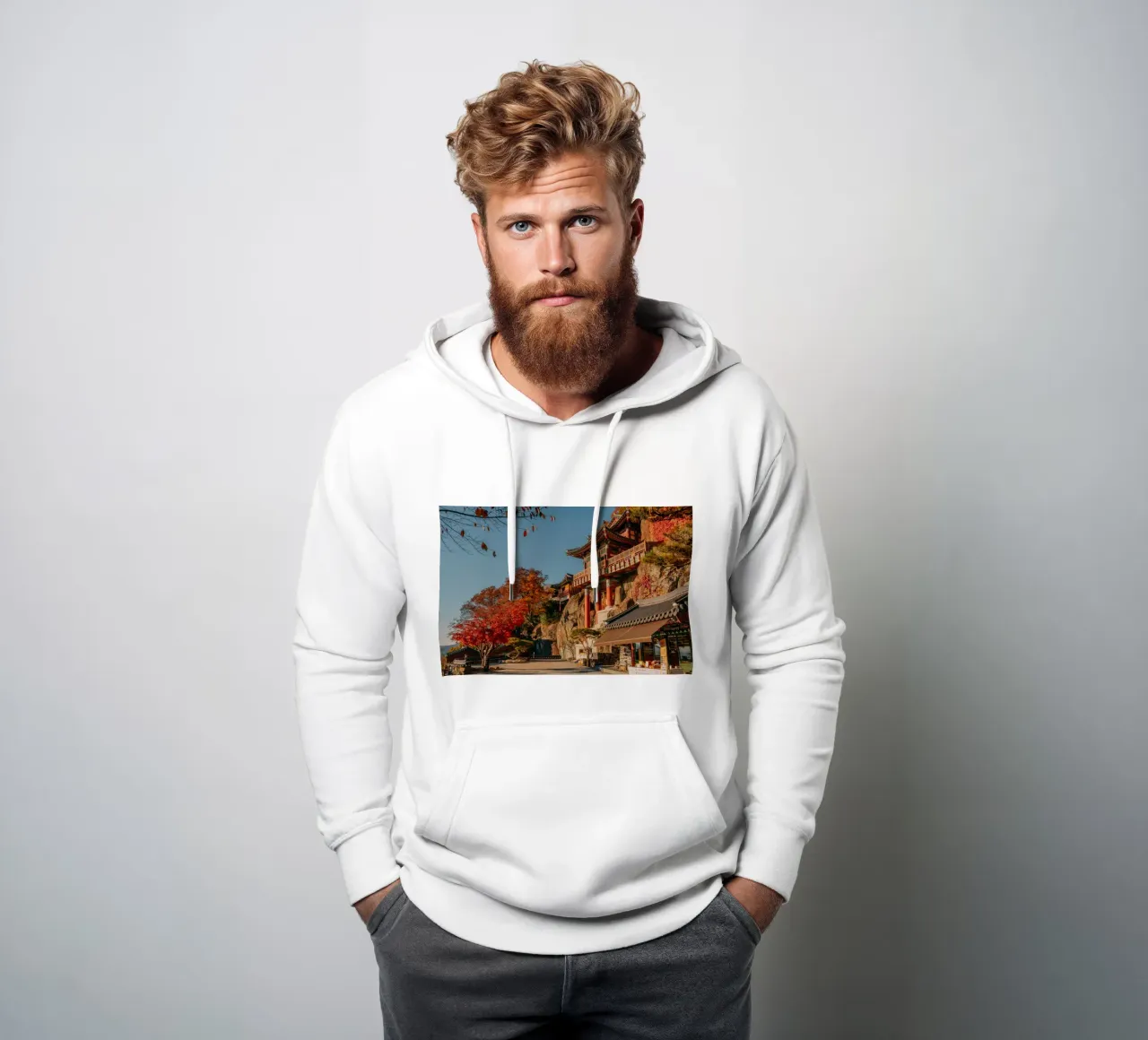 Tempio della Montagna d'Autunno in Corea del Sud felpa con cappuccio da mbgraphx2