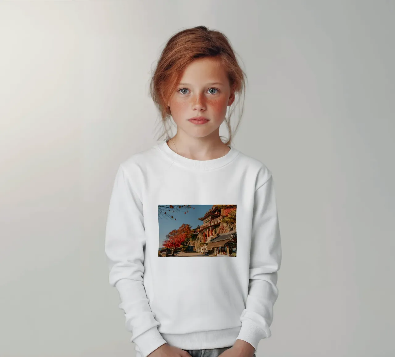 Tempio della Montagna d'Autunno in Corea del Sud felpa bambino da mbgraphx2