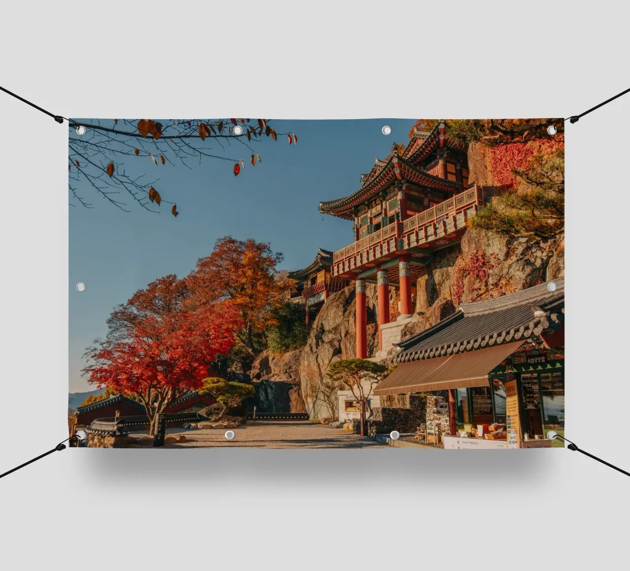 Tempio della Montagna d'Autunno in Corea del Sud telo in pvc da mbgraphx2