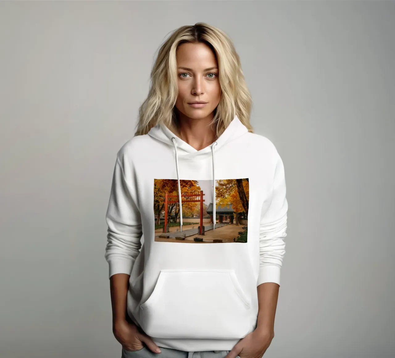 Tempio in autunno a Jeonju, Corea del Sud felpa con cappuccio da mbgraphx2