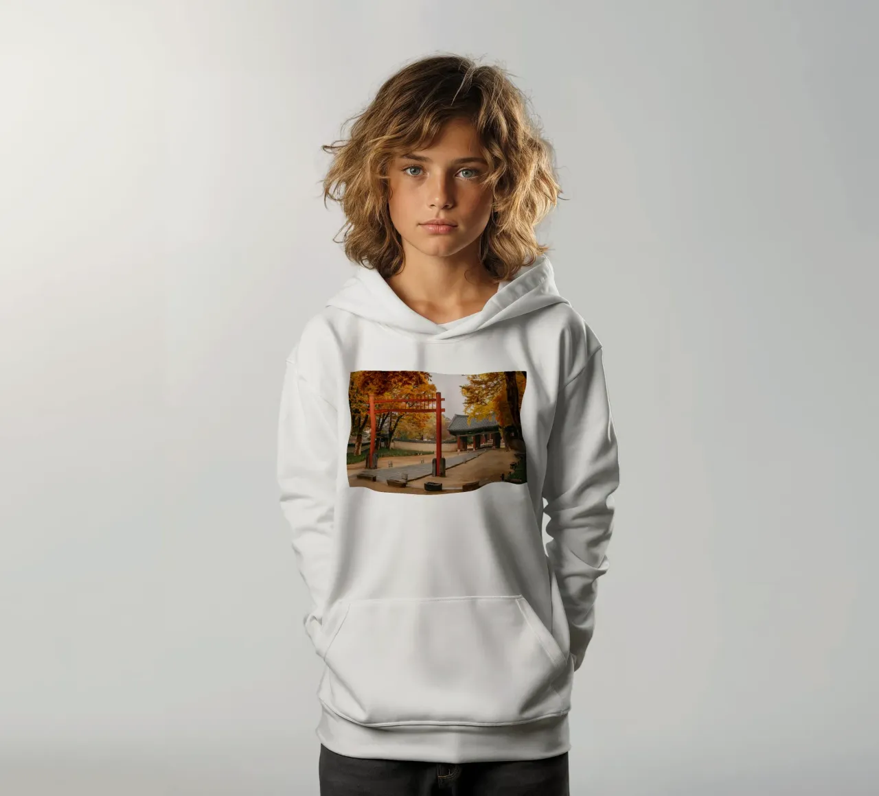 Tempio in autunno a Jeonju, Corea del Sud felpa bambino con cappuccio da mbgraphx2