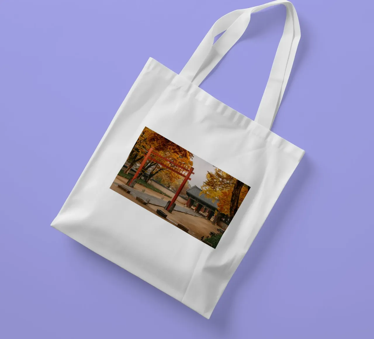 Tempio in autunno a Jeonju, Corea del Sud borsa in juta da mbgraphx2