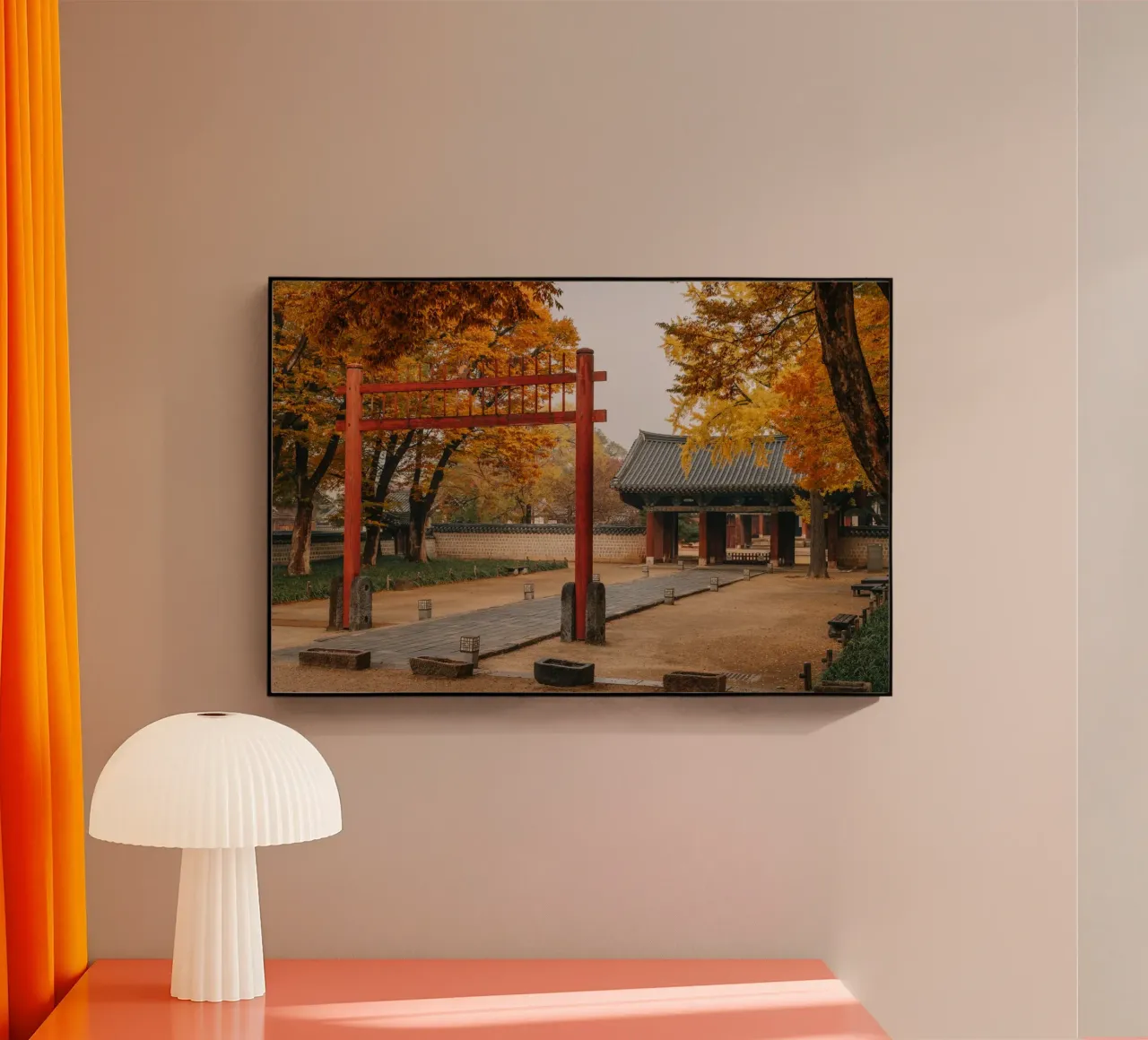 Tempio in autunno a Jeonju, Corea del Sud plexiglass da mbgraphx2
