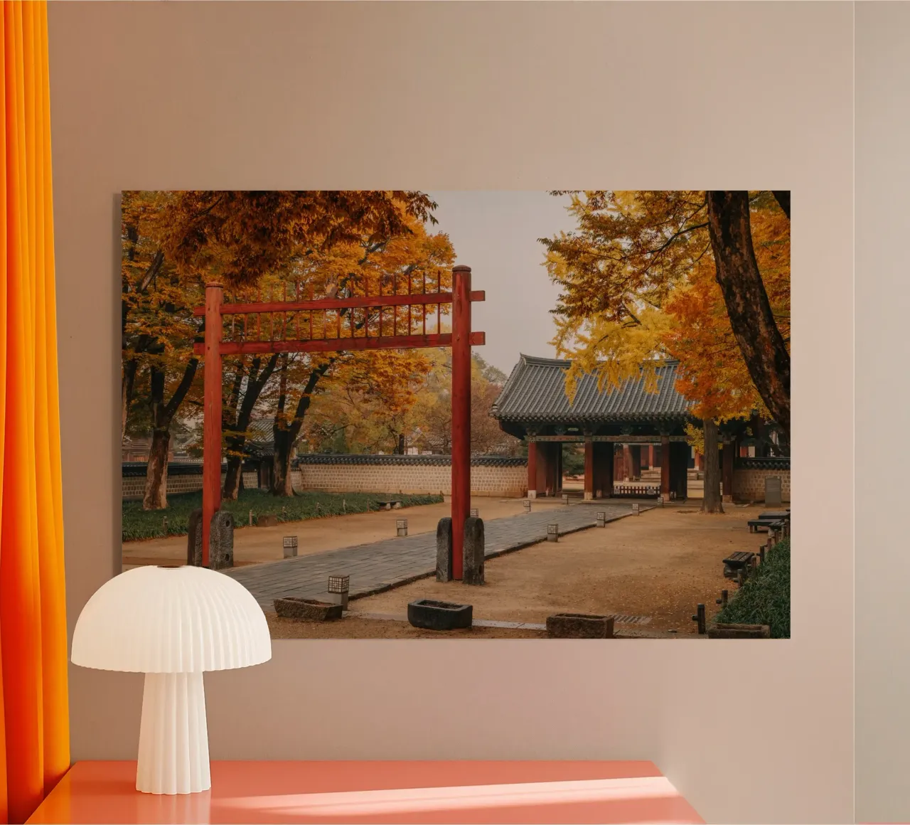 Tempio in autunno a Jeonju, Corea del Sud plexiglass da mbgraphx2