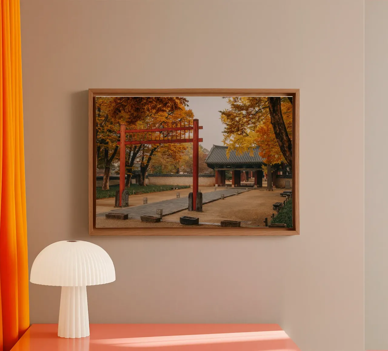 Tempio in autunno a Jeonju, Corea del Sud tela da mbgraphx2