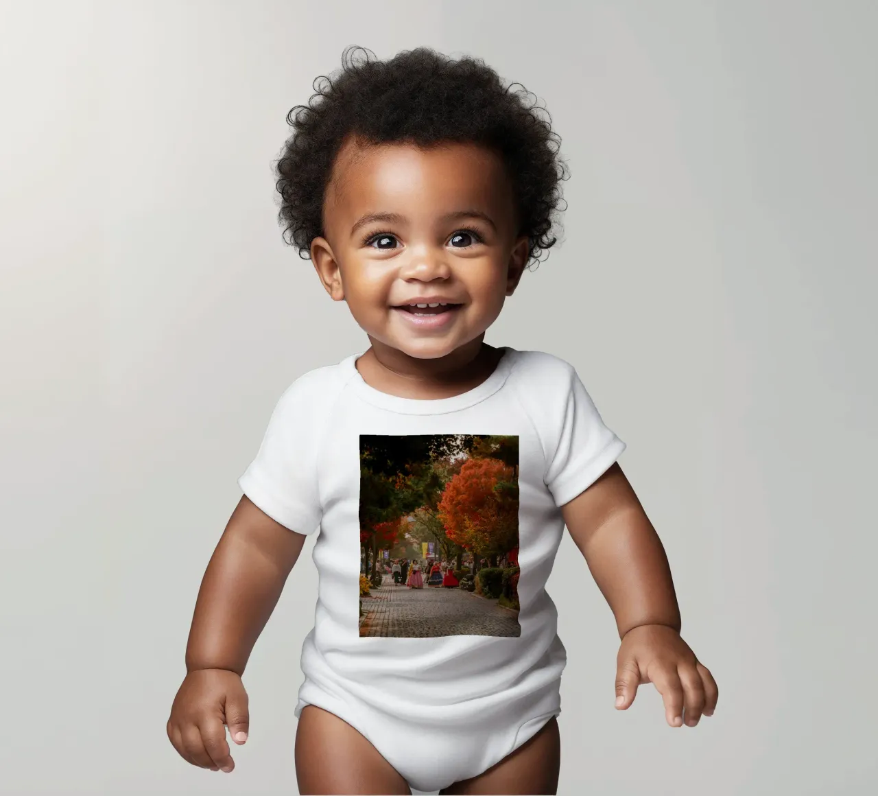 La via dell'autunno a Jeonju, Corea del Sud body neonato maniche corte da mbgraphx2