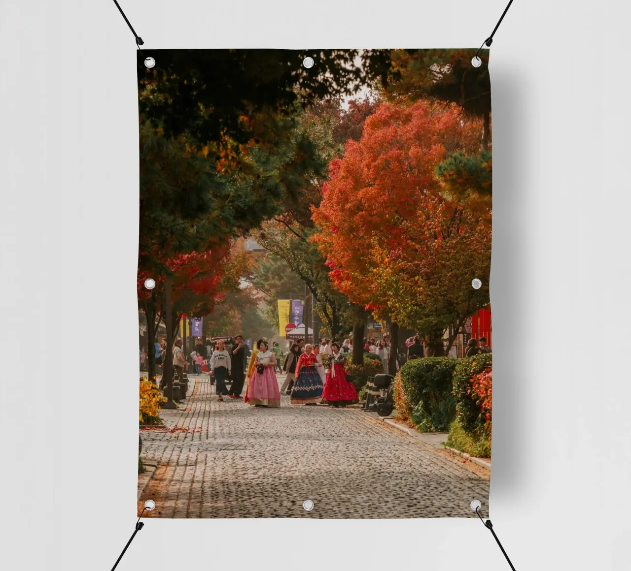 La via dell'autunno a Jeonju, Corea del Sud telo in pvc da mbgraphx2