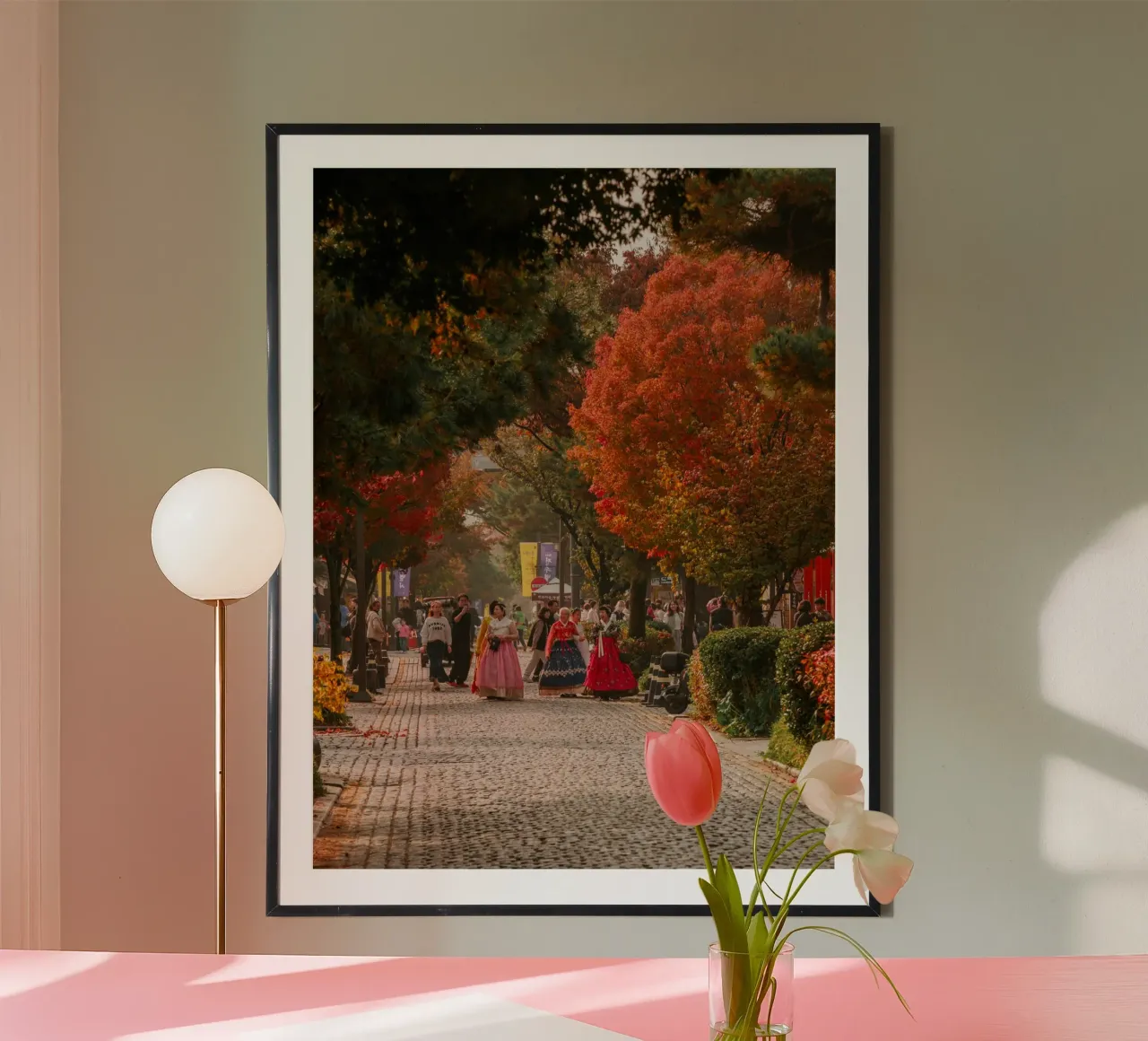 La via dell'autunno a Jeonju, Corea del Sud carta hahnemühle da mbgraphx2