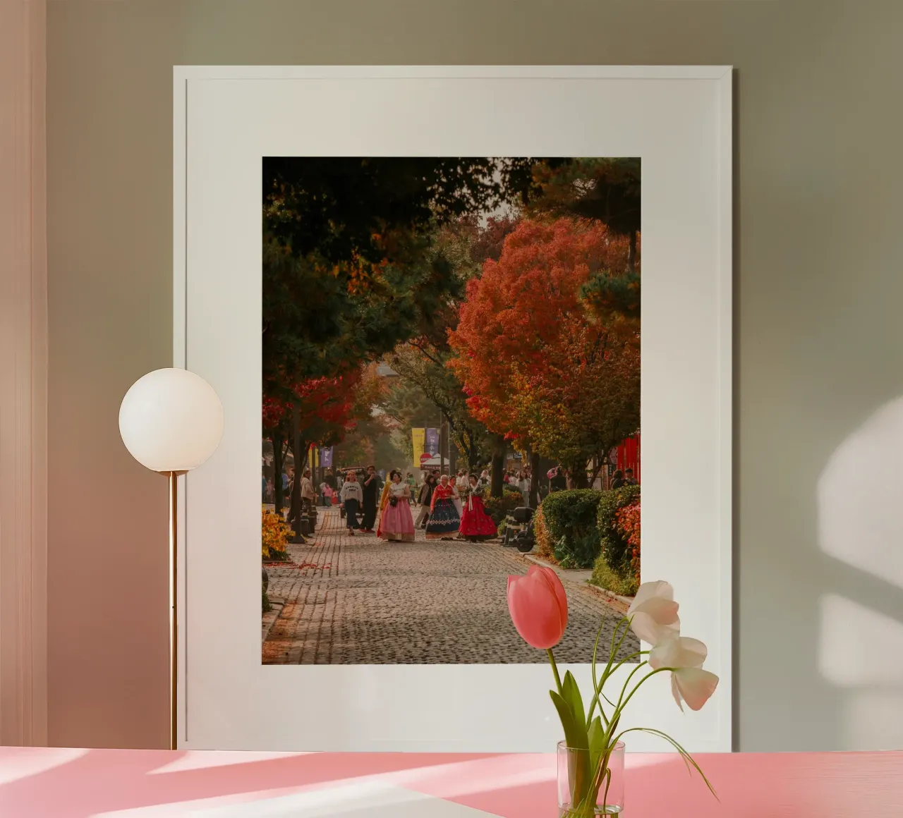 La via dell'autunno a Jeonju, Corea del Sud carta hahnemühle da mbgraphx2