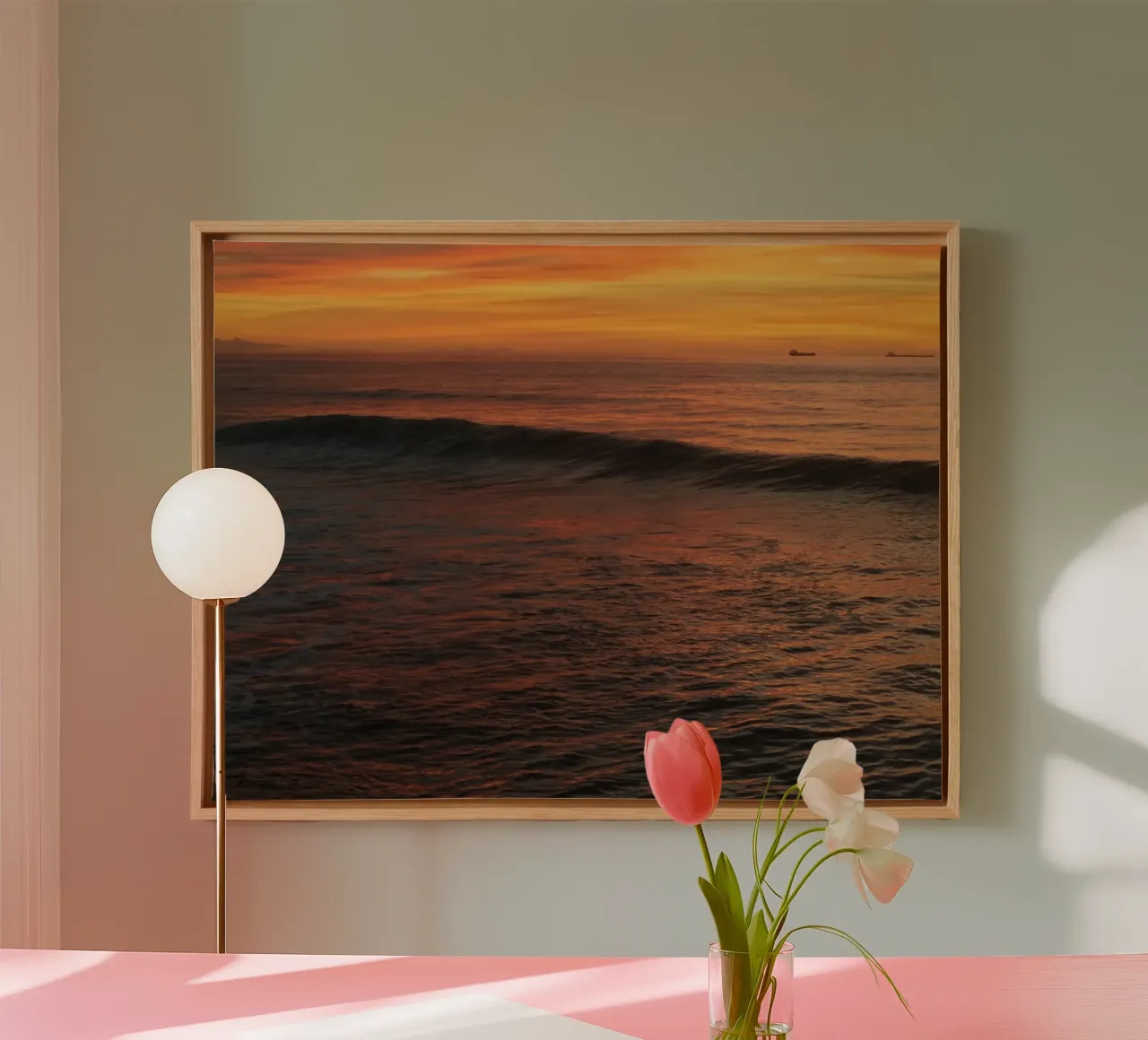 Sunset wave canvas van Moias Design