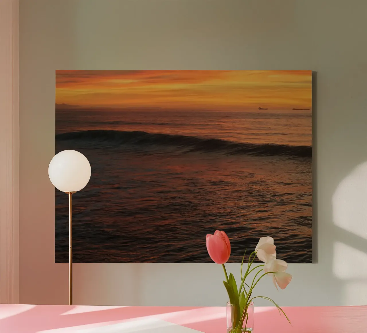 Sunset wave canvas van Moias Design