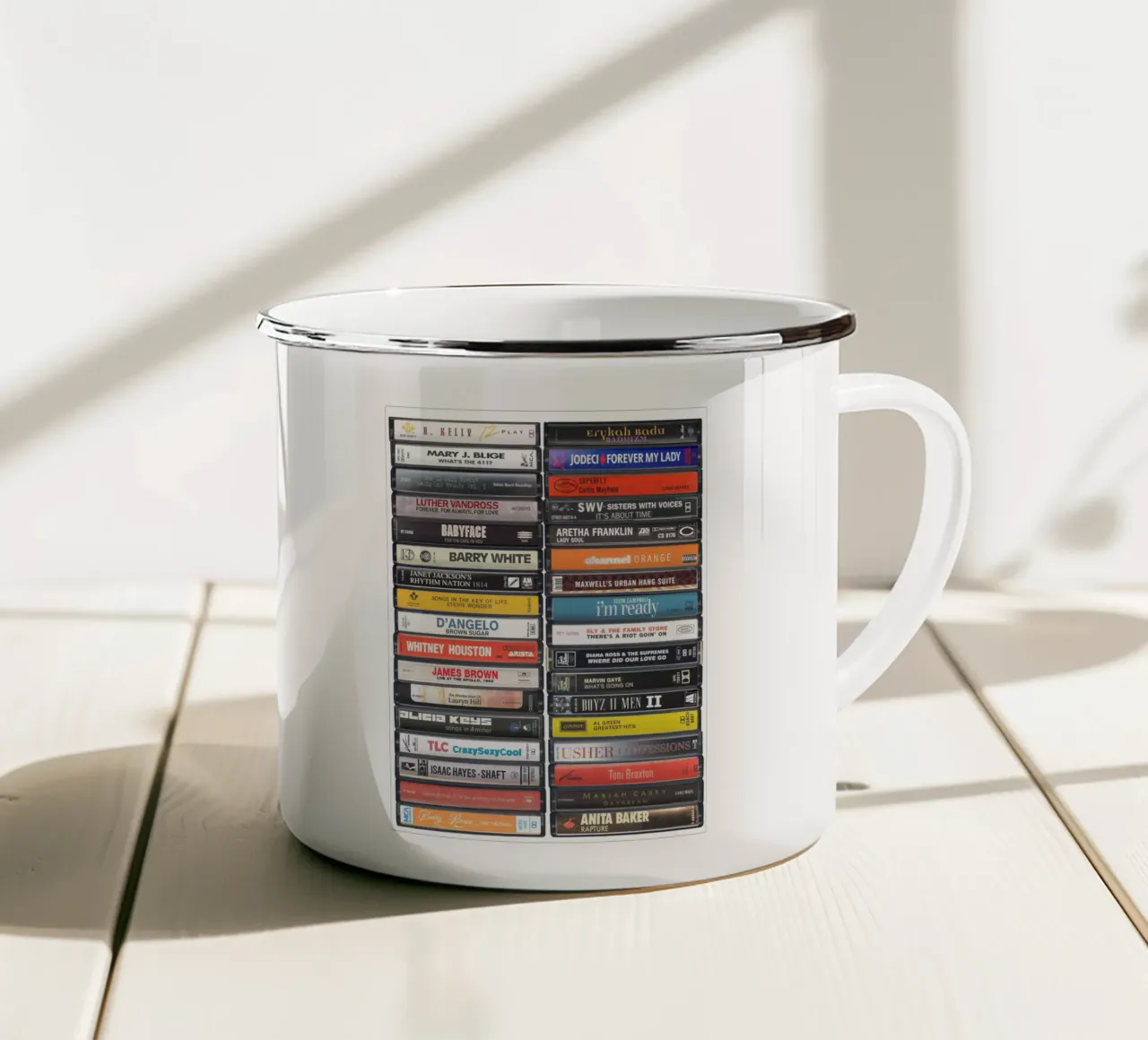 Musica R&B Stampa tazza in smalto da MrMustardPrints