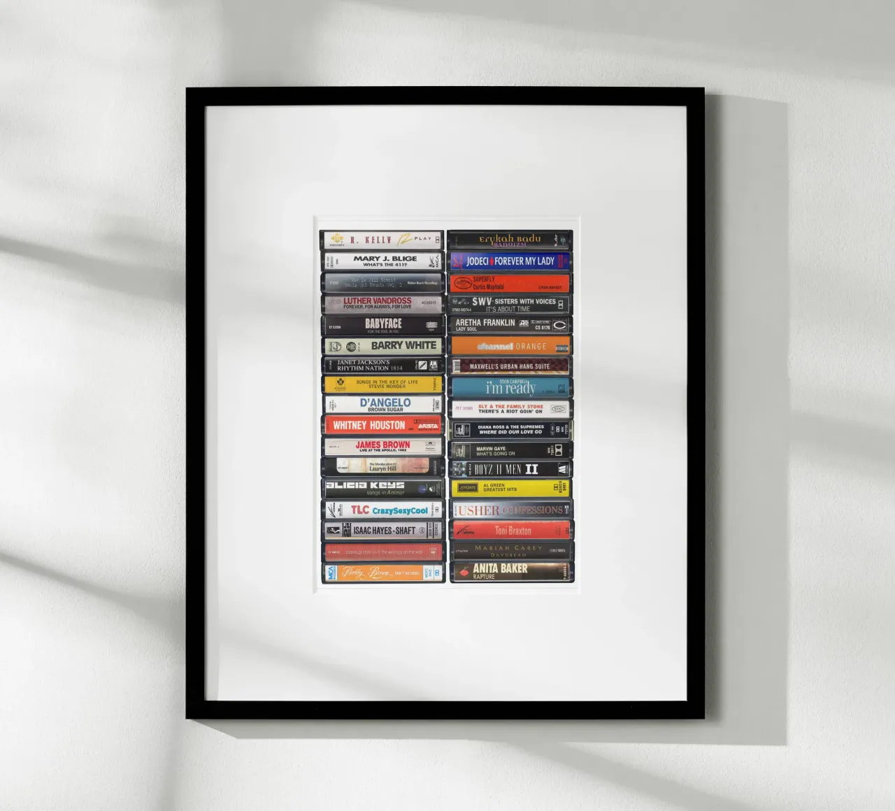 R&B Music Print poster con marco de plástico de MrMustardPrints