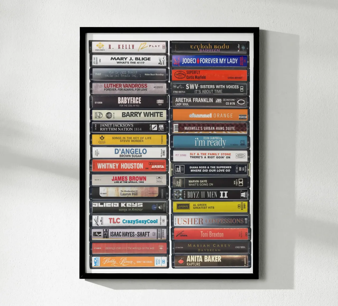 R&B Music Print poster con marco de plástico de MrMustardPrints