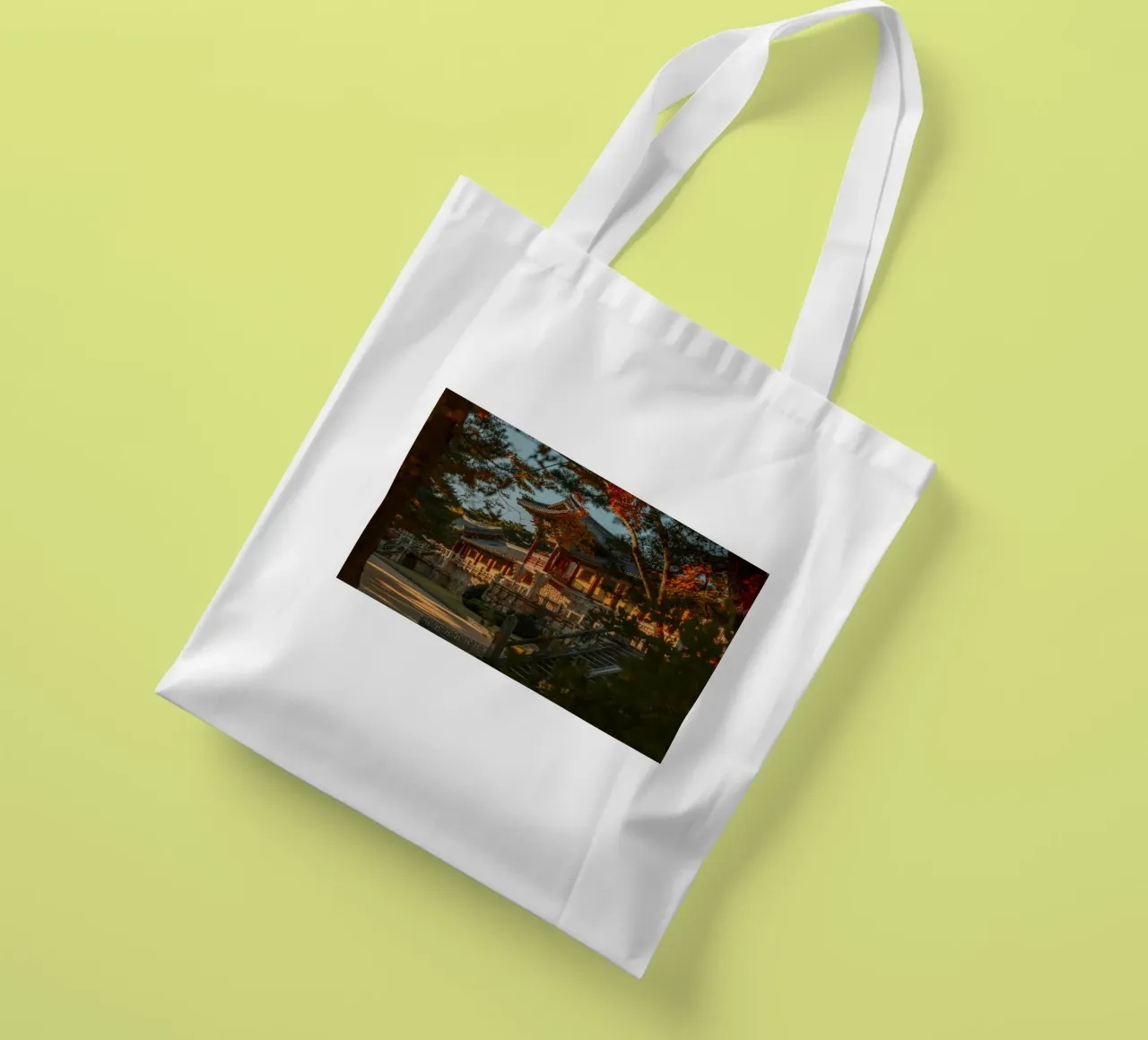 Autunno al tempio Bulguksa di Gyeongju, Corea del Sud borsa in juta da mbgraphx2