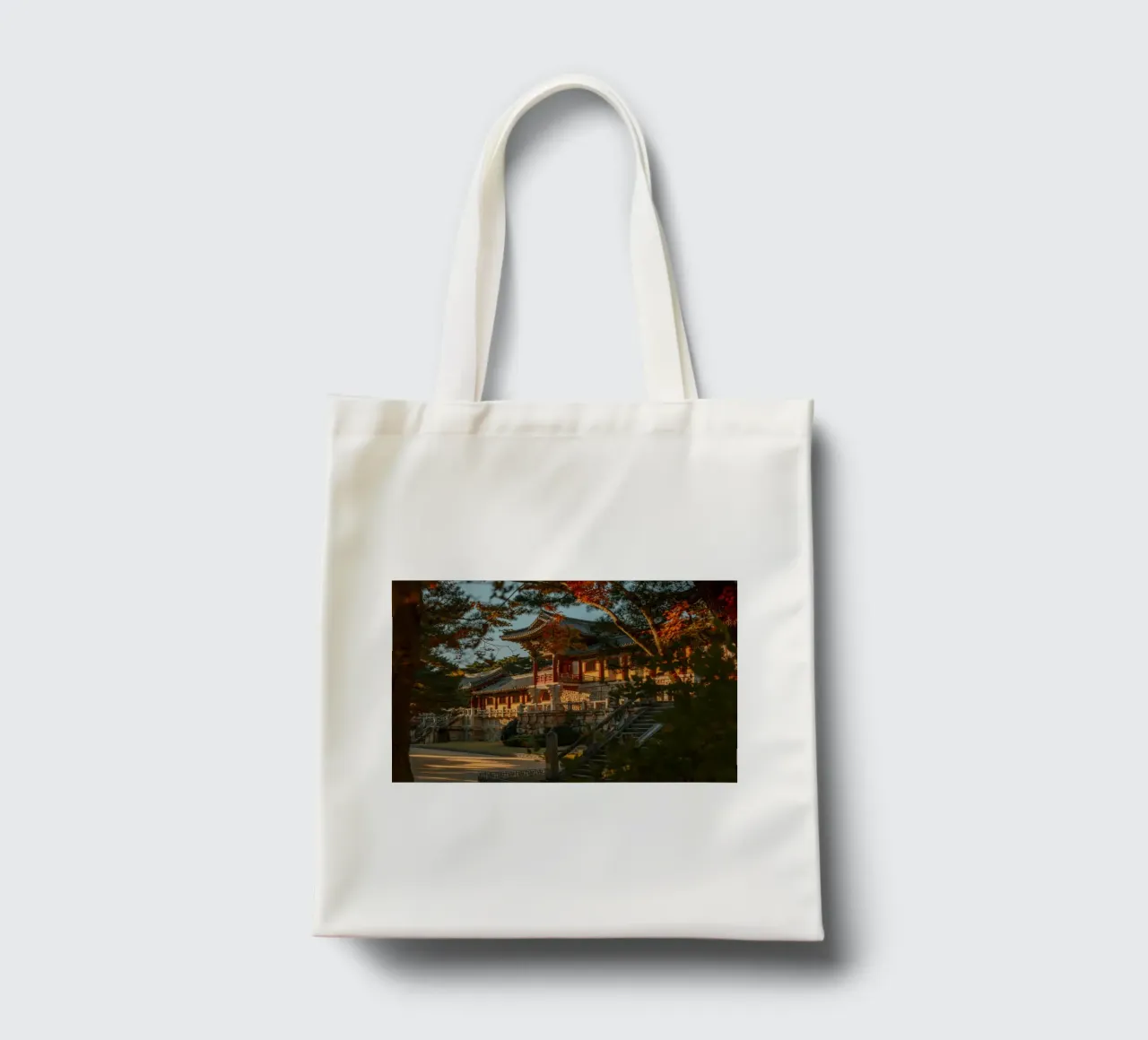 Autunno al tempio Bulguksa di Gyeongju, Corea del Sud borsa in juta da mbgraphx2