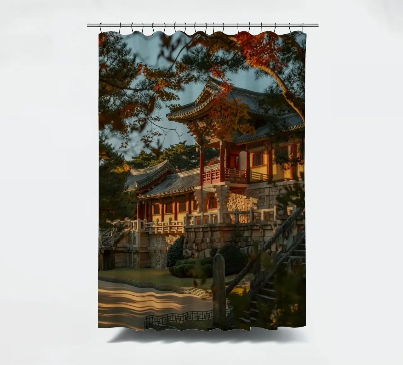 Autunno al tempio Bulguksa di Gyeongju, Corea del Sud tenda da doccia da mbgraphx2