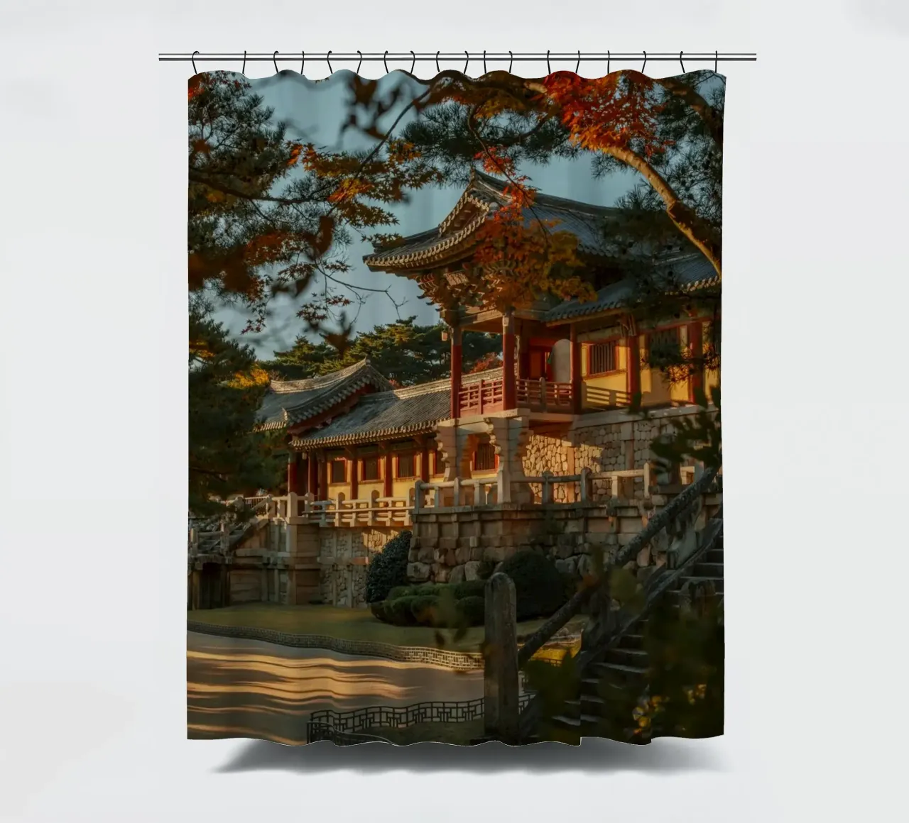 Autunno al tempio Bulguksa di Gyeongju, Corea del Sud tenda da doccia da mbgraphx2