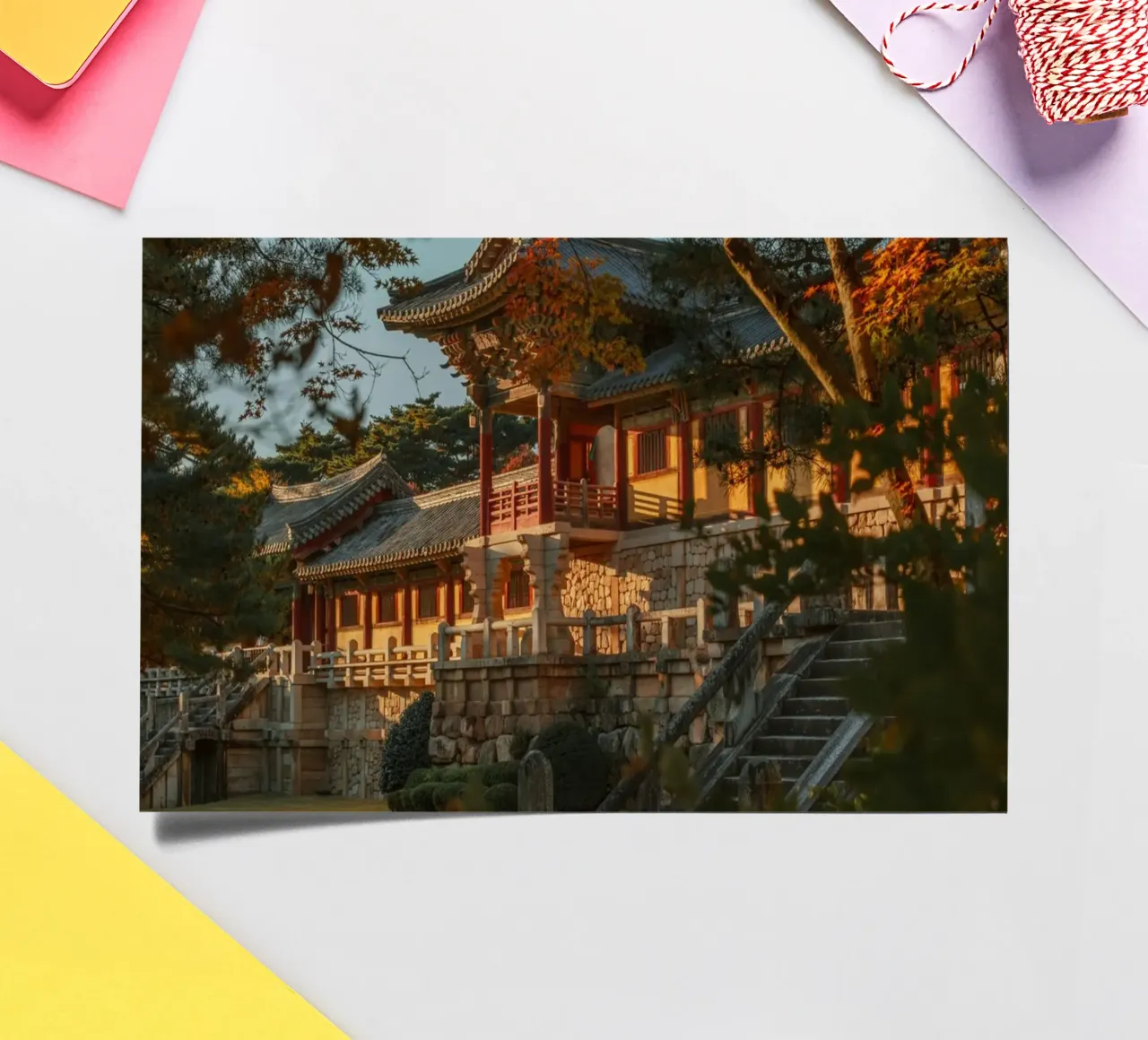 Autunno al tempio Bulguksa di Gyeongju, Corea del Sud foglio adesivo da mbgraphx2