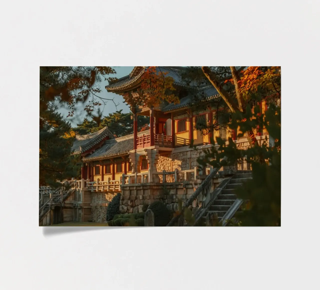 Autunno al tempio Bulguksa di Gyeongju, Corea del Sud foglio adesivo da mbgraphx2