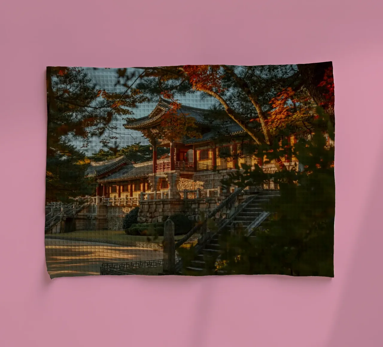 Automne au temple Bulguksa à Gyeongju, Corée du Sud torchon de mbgraphx2