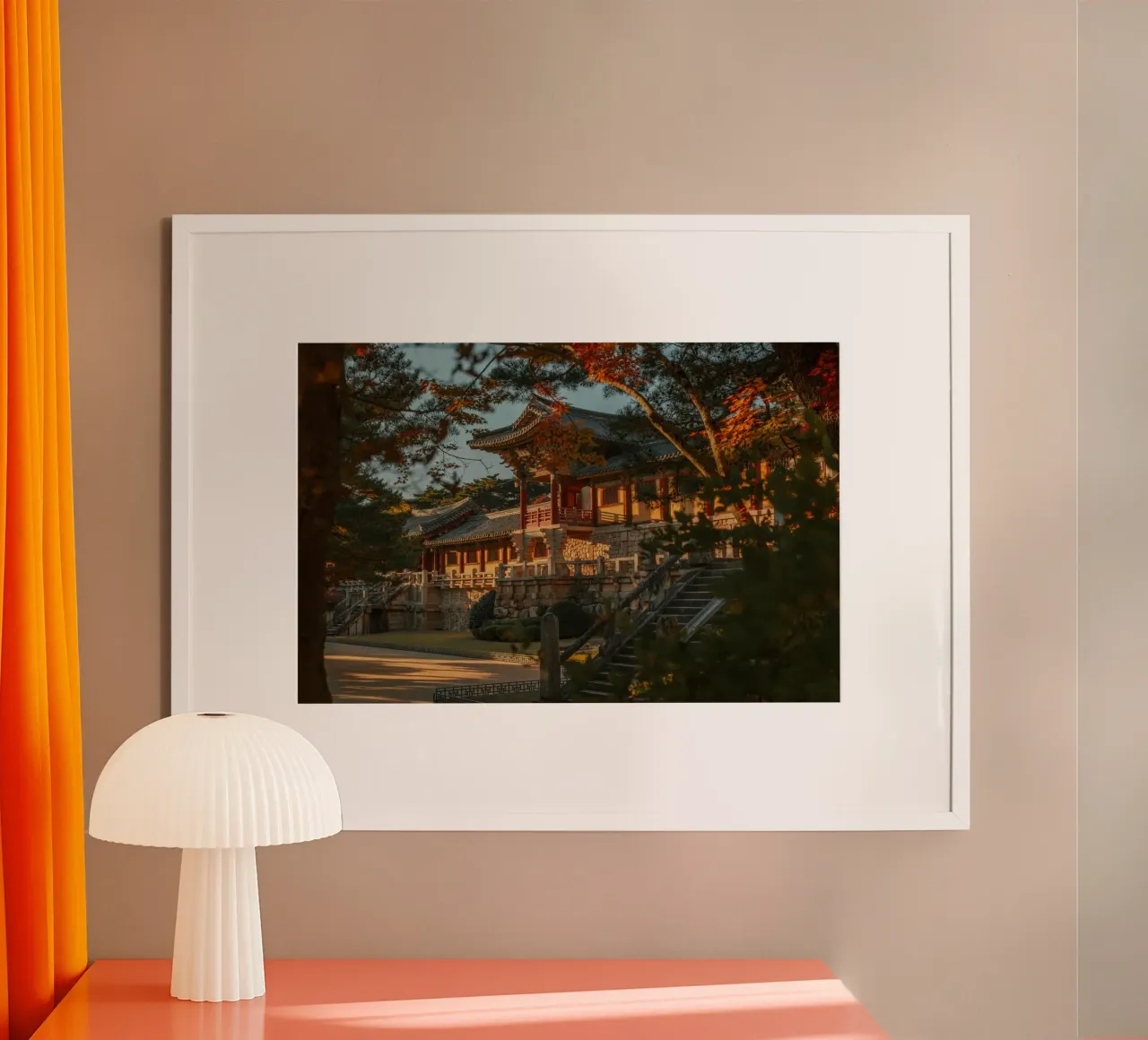 Autunno al tempio Bulguksa di Gyeongju, Corea del Sud poster da mbgraphx2