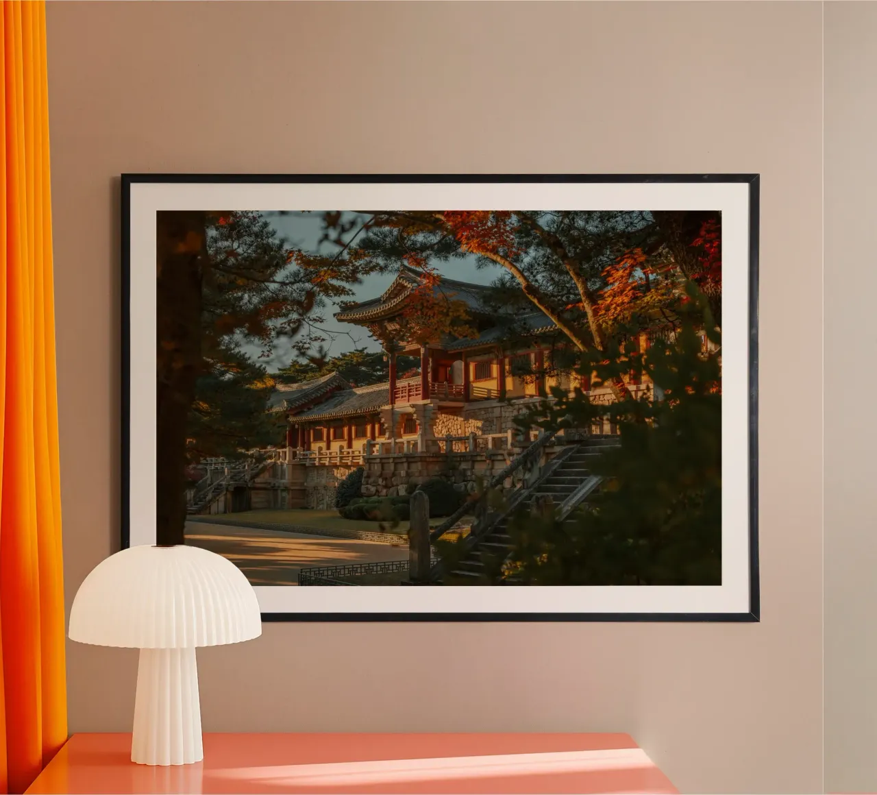 Autunno al tempio Bulguksa di Gyeongju, Corea del Sud poster da mbgraphx2