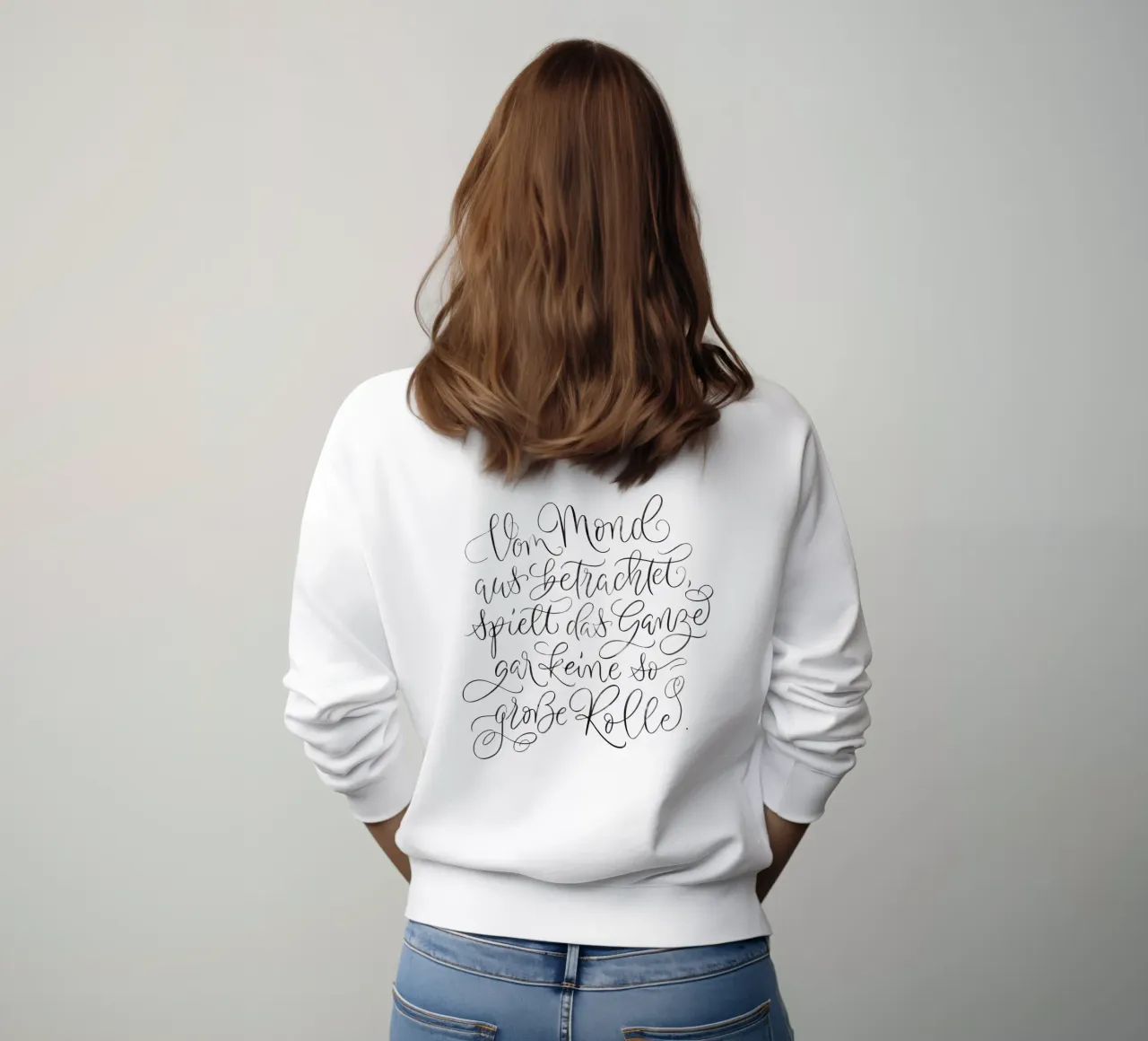 Visto dalla luna ... Calligrafia. Slogan motivazionale. felpa da CalliLetters