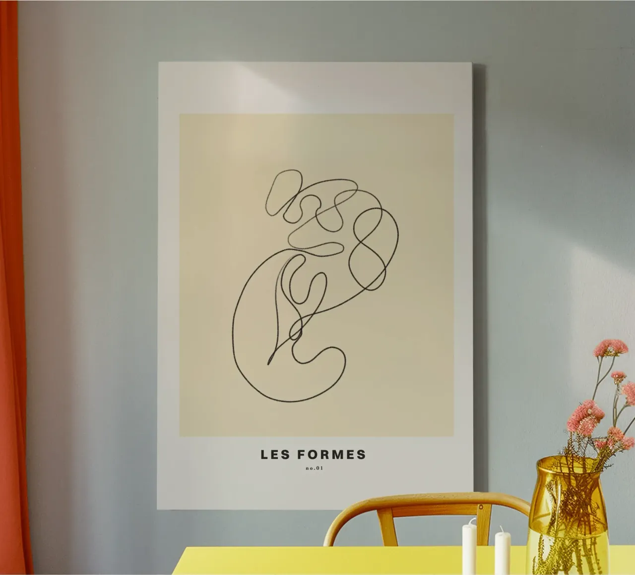 Les Formes No.01 - Abstracte Minimal Line Art Print canvas van TABLAATARTISTIC
