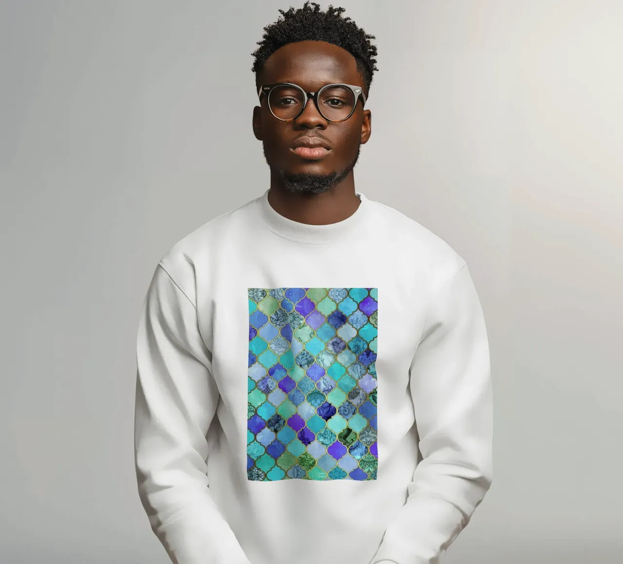 Cobalt Moroccan Tile Pattern sudadera de Micklyn Le Feuvre