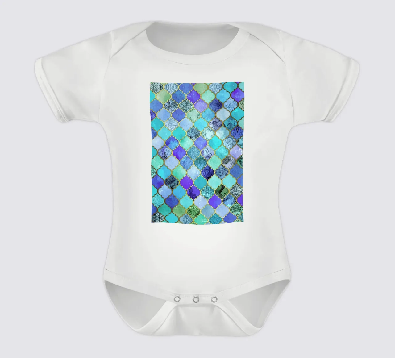 Cobalt Moroccan Tile Pattern body bébé de Micklyn Le Feuvre