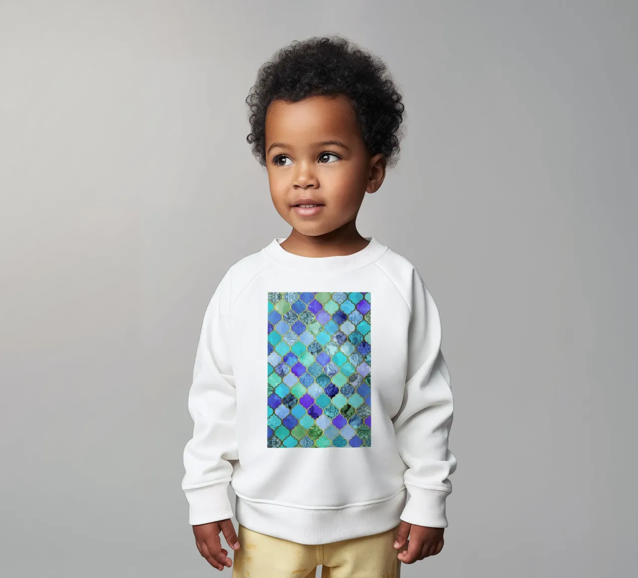 Cobalt Moroccan Tile Pattern Baby Sweatshirt von Micklyn Le Feuvre
