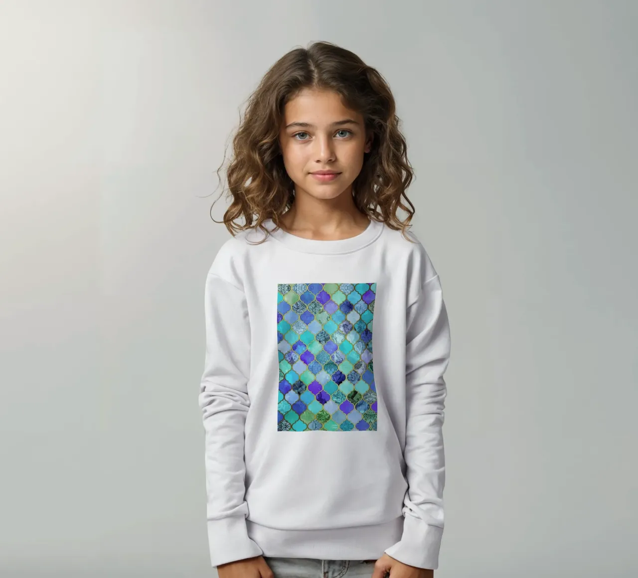 Cobalt Moroccan Tile Pattern sudadera para niño de Micklyn Le Feuvre