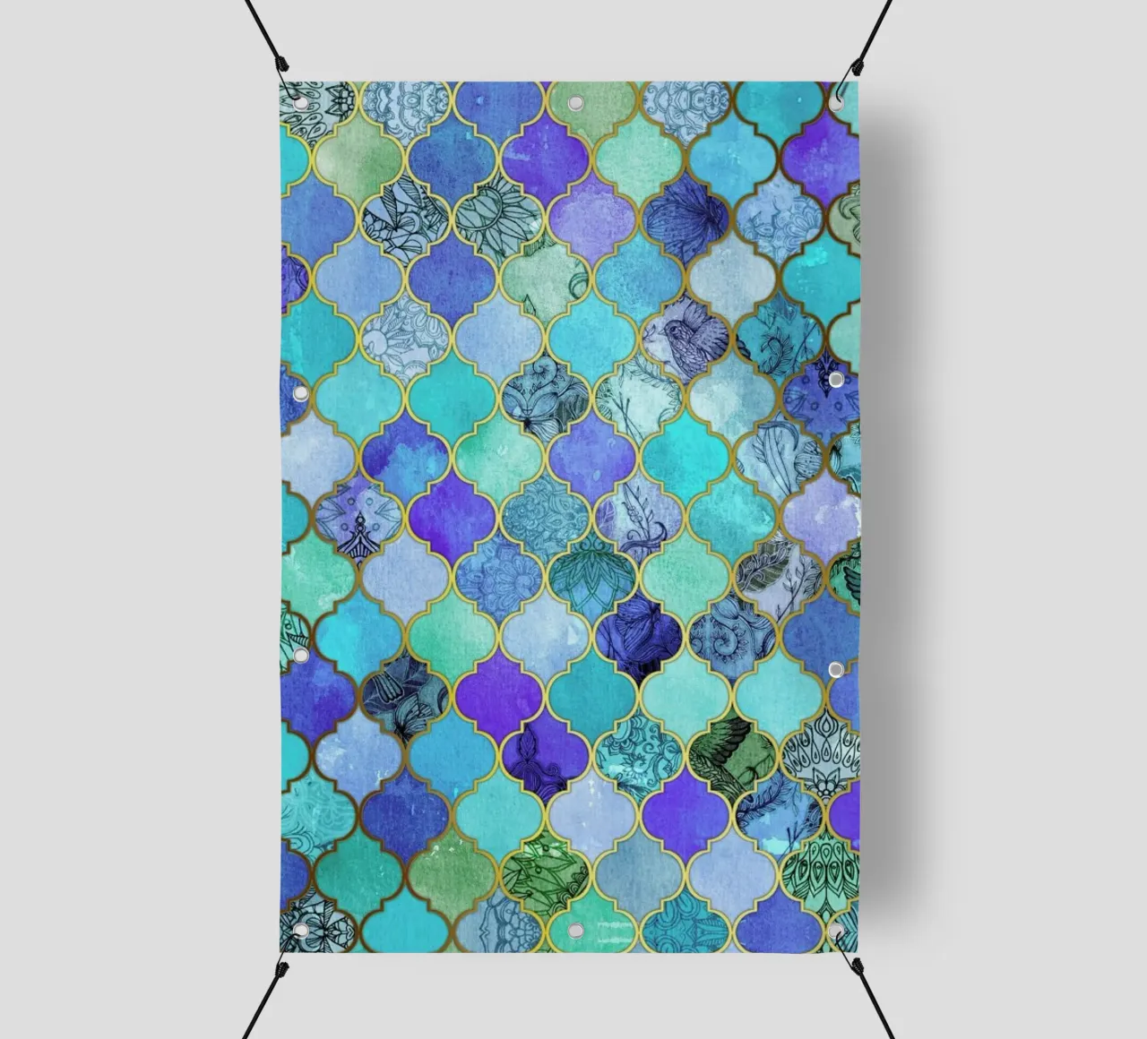 Cobalt Moroccan Tile Pattern telo in pvc da Micklyn Le Feuvre