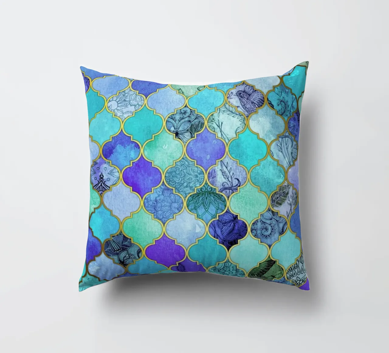 Cobalt Moroccan Tile Pattern cuscino da Micklyn Le Feuvre