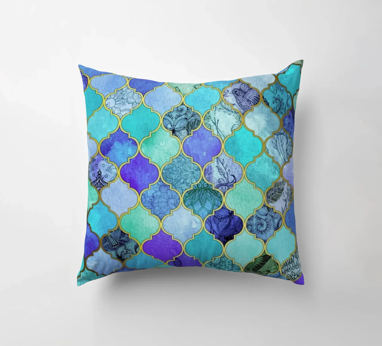 Cobalt Moroccan Tile Pattern cuscino da Micklyn Le Feuvre