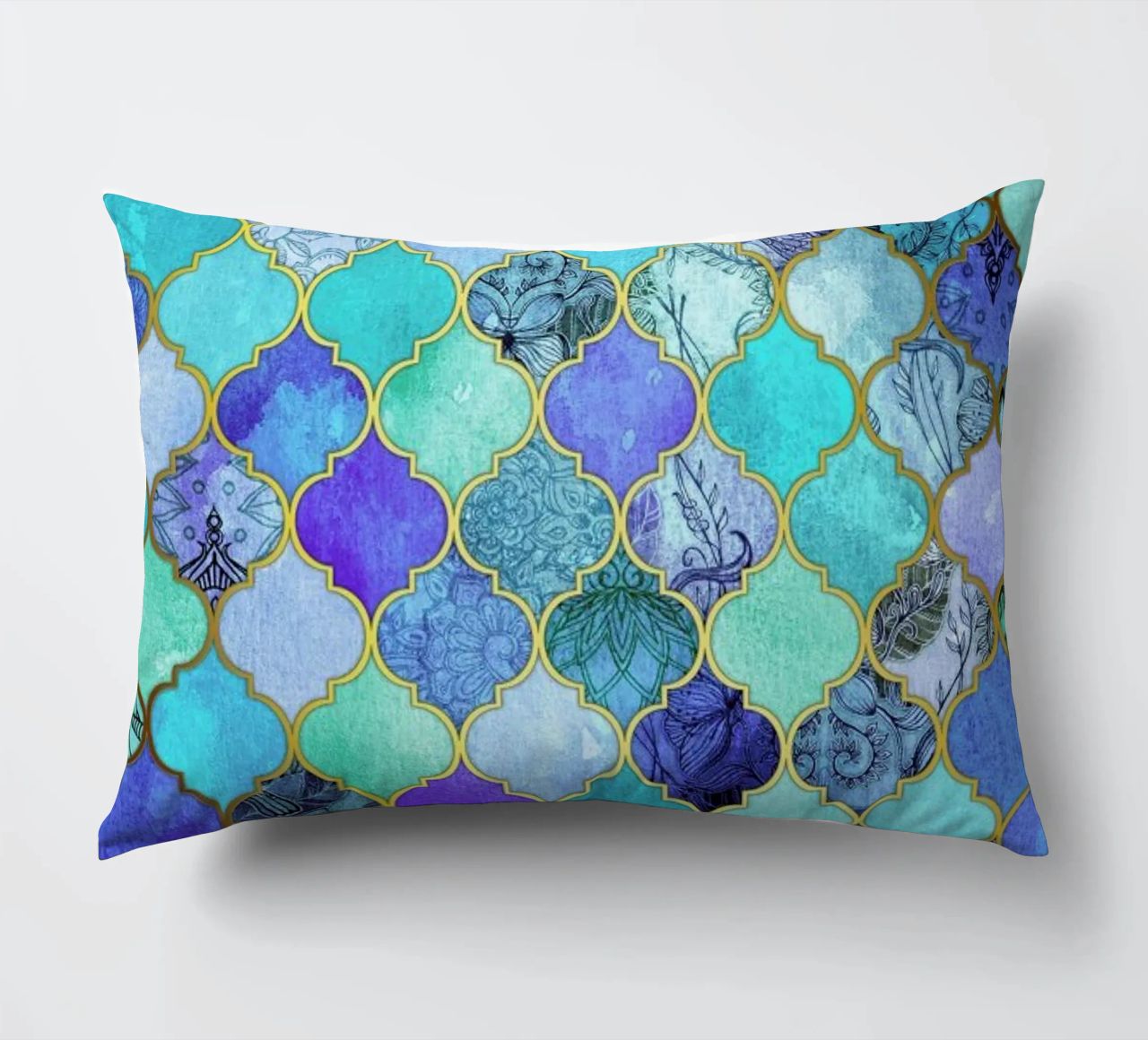 Cobalt Moroccan Tile Pattern cuscino da Micklyn Le Feuvre