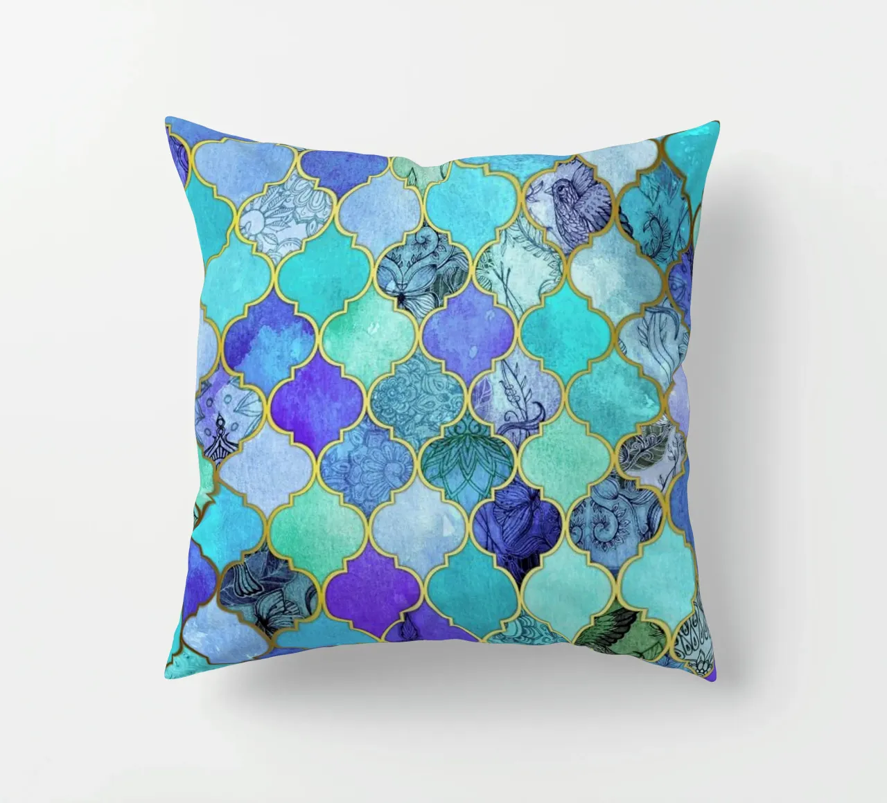 Cobalt Moroccan Tile Pattern cuscino da Micklyn Le Feuvre