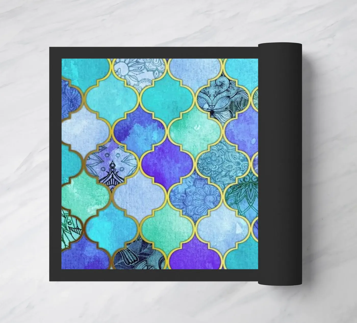 Cobalt Moroccan Tile Pattern doormat by Micklyn Le Feuvre