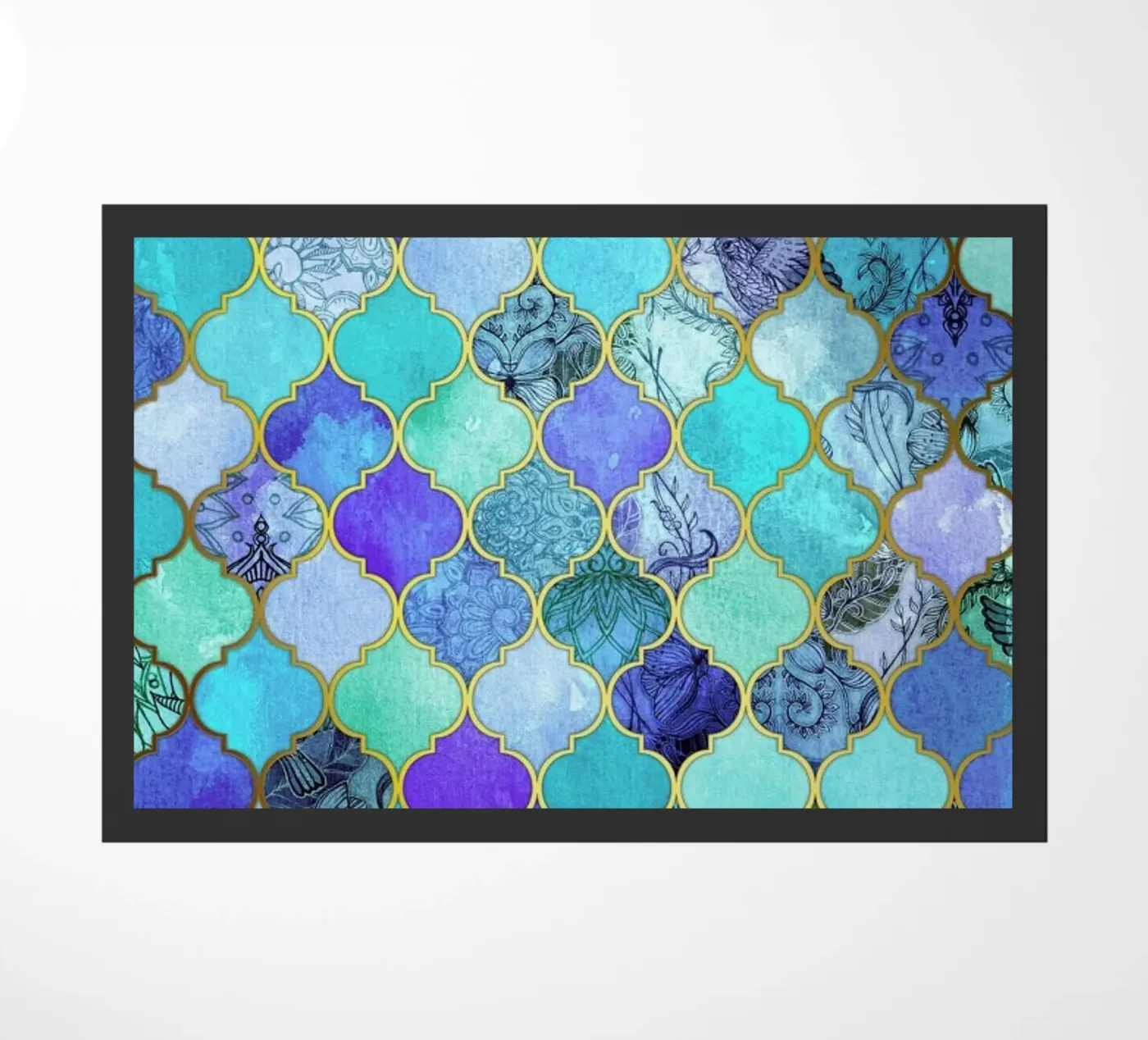 Cobalt Moroccan Tile Pattern doormat by Micklyn Le Feuvre