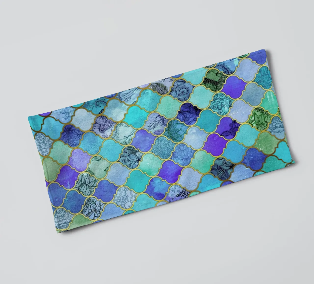 Cobalt Moroccan Tile Pattern towel by Micklyn Le Feuvre