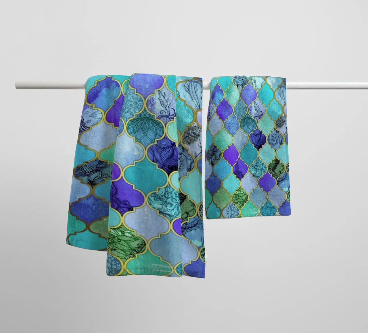 Cobalt Moroccan Tile Pattern towel by Micklyn Le Feuvre