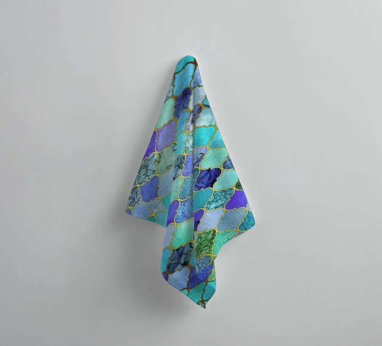Cobalt Moroccan Tile Pattern towel by Micklyn Le Feuvre