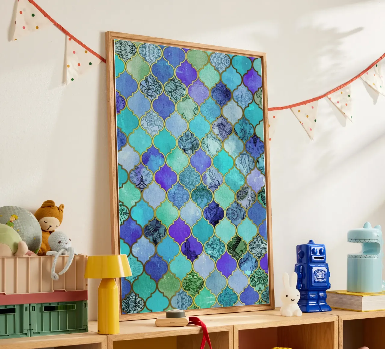 Cobalt Moroccan Tile Pattern acrylic glass by Micklyn Le Feuvre