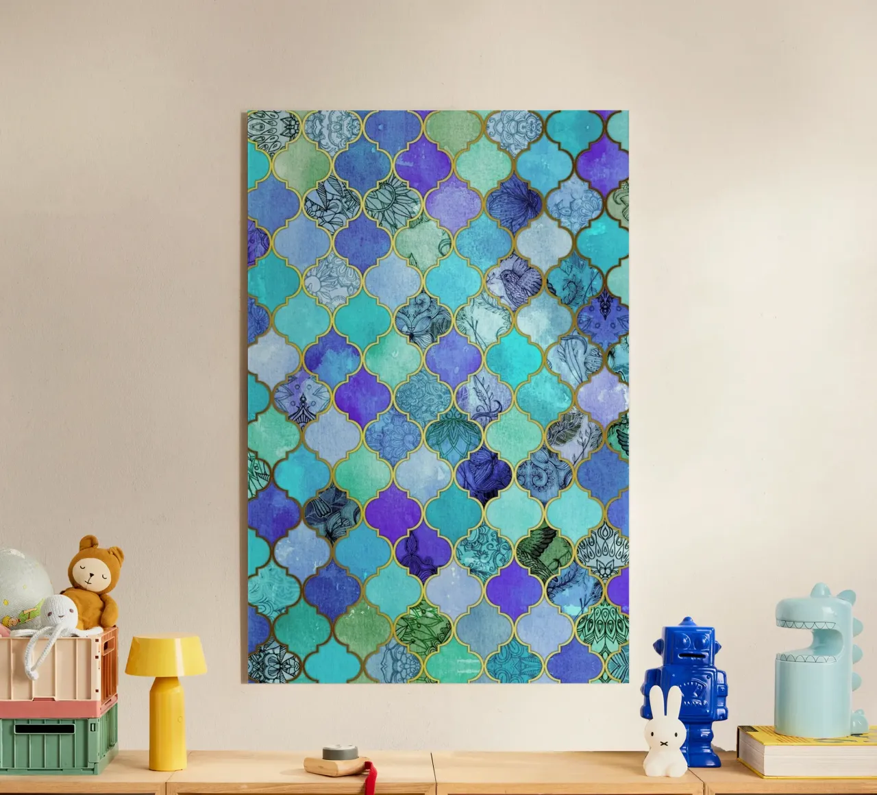 Cobalt Moroccan Tile Pattern metacrilato de Micklyn Le Feuvre
