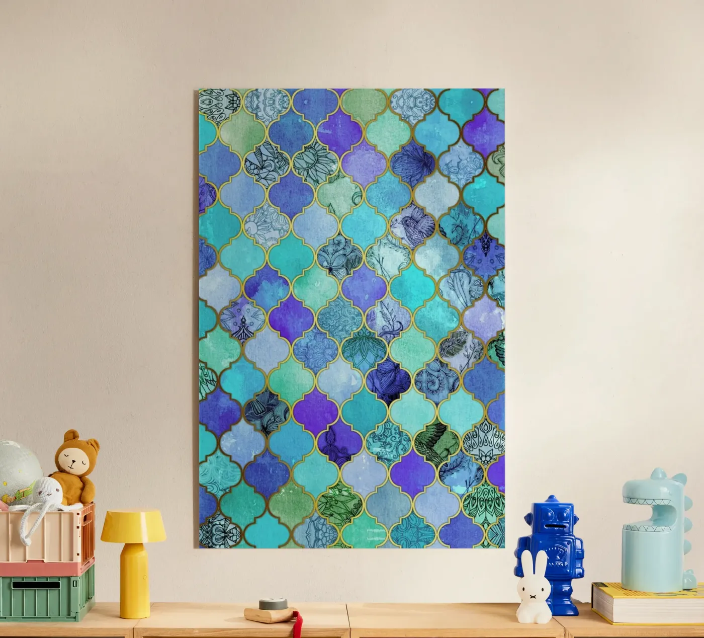 Cobalt Moroccan Tile Pattern acryl van Micklyn Le Feuvre
