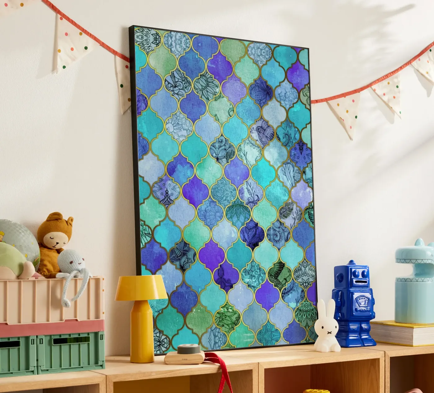 Cobalt Moroccan Tile Pattern forex plate by Micklyn Le Feuvre
