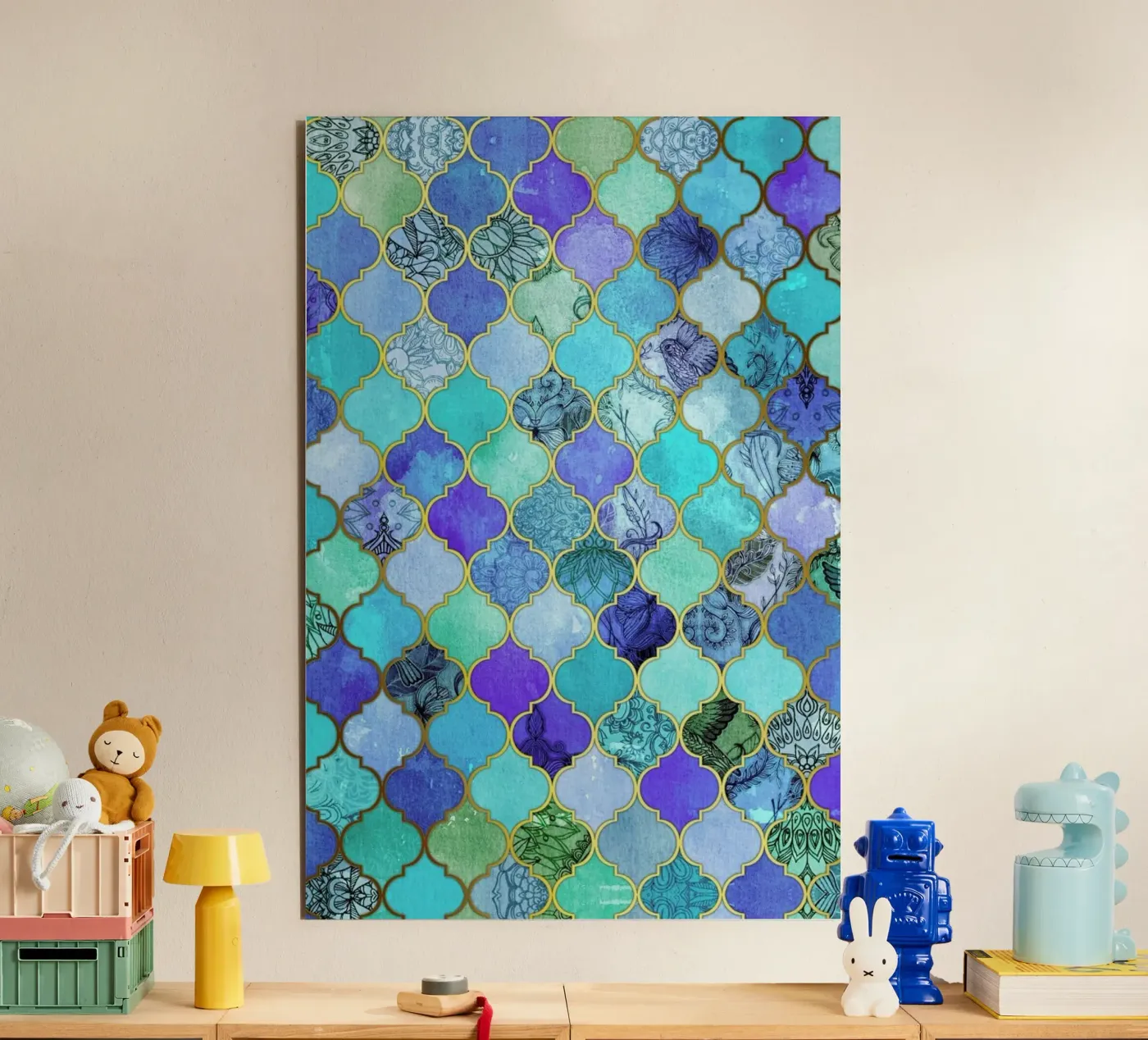 Cobalt Moroccan Tile Pattern forex plate by Micklyn Le Feuvre