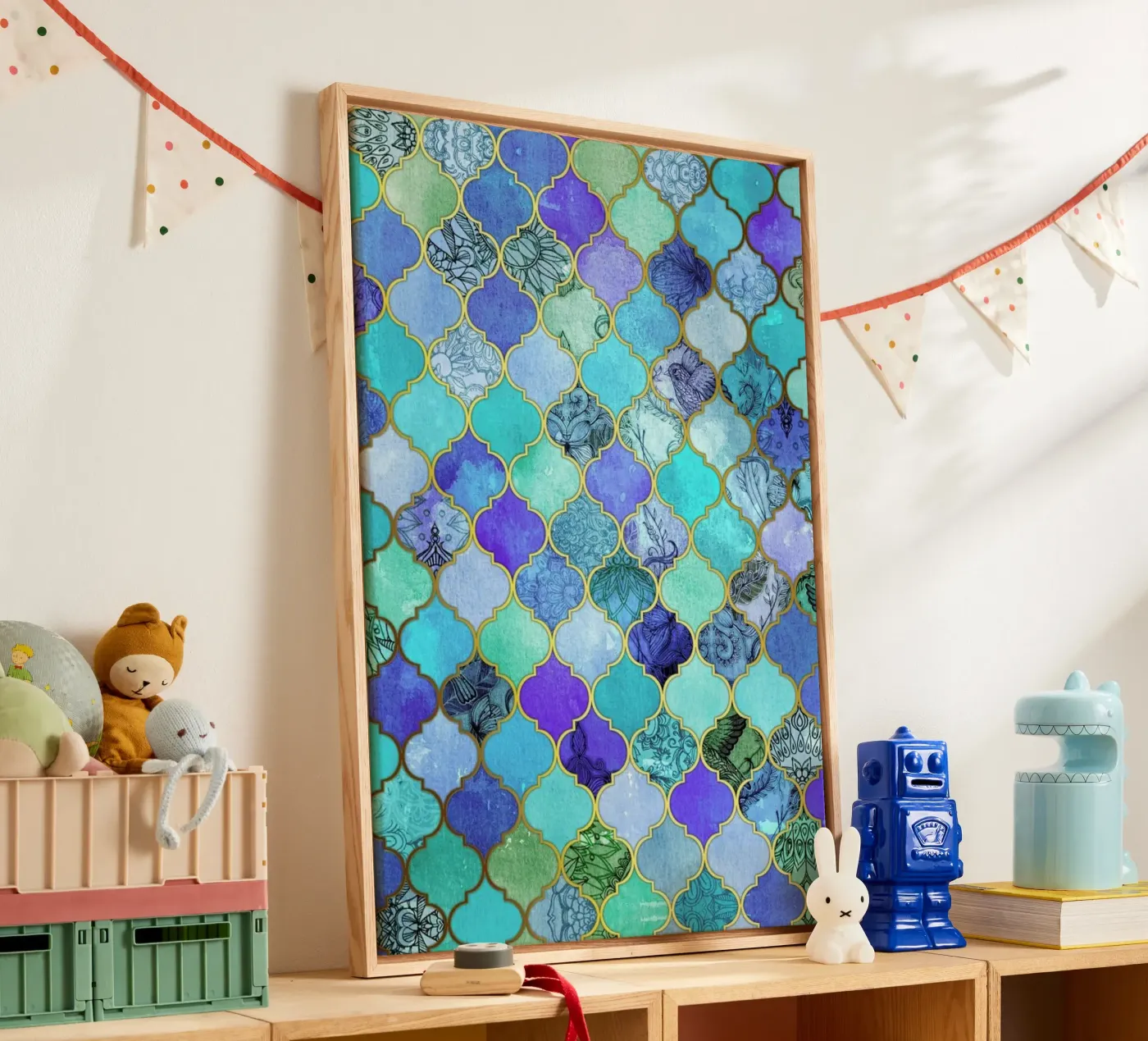 Cobalt Moroccan Tile Pattern canvas by Micklyn Le Feuvre